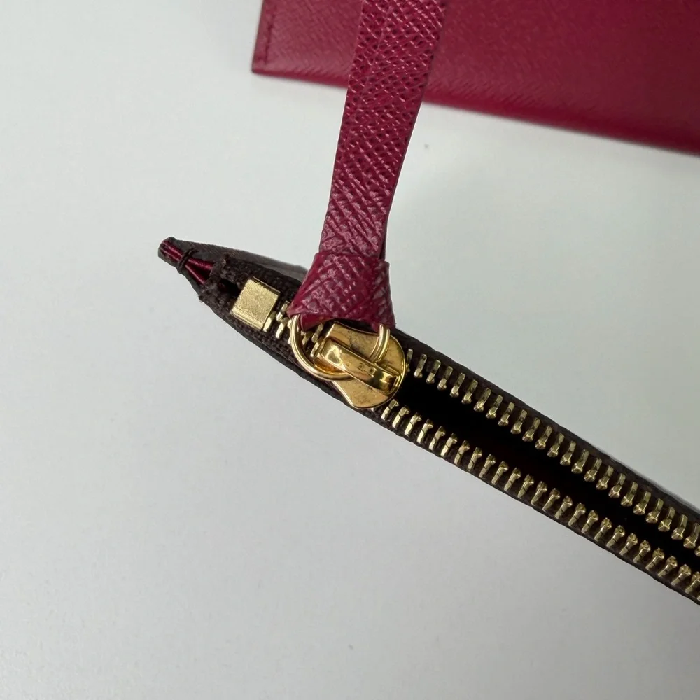 Authentic Louis Vuitton Monogram Pochette Felicie Chain Wallet Fuchsia Pink